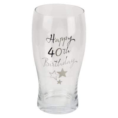 Milestones Beer Glass 40th Birthday