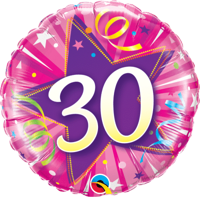 Celebration Age 30 Shining Star Hot Pink Standard Foil Balloon 18" / 45cm