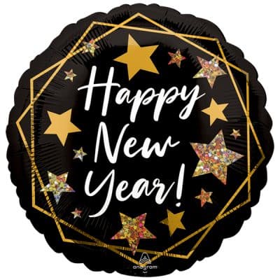 1988- Standard Happy New Year Gold Sparkle Foil 45 cm