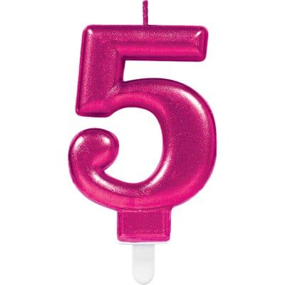 N21-Pink Number Candle 5 Sparkling Celebrations