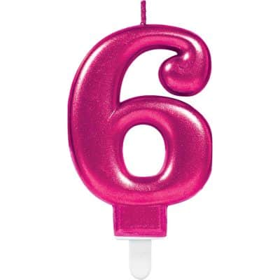 N21-Pink Number Candle 6 Sparkling Celebrations