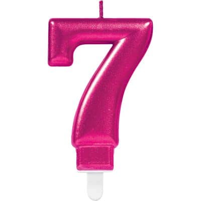 N21-Pink Number Candle 7 Sparkling Celebrations