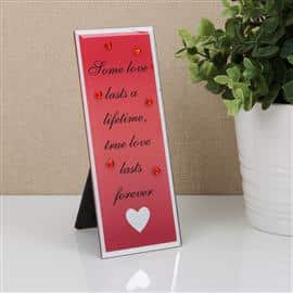 Glass Plaque with Heart Icon - True Love Lasts Forever
