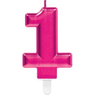 N21-Pink Number Candle 1 Sparkling Celebrations