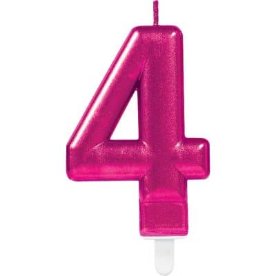 N21-Pink Number Candle 4 Sparkling Celebrations