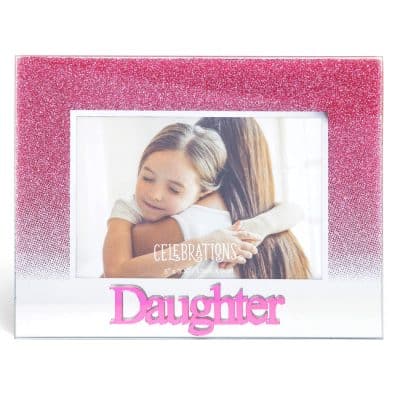 **MULTI 8**Pink Glitter / Acrylic Frame 5" x 3.5" - Daughter